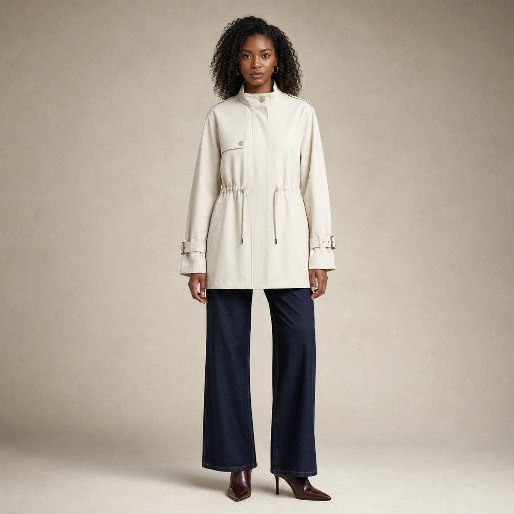 Florelia | Belted Trench Coat Double-Breasted in White – Premium Editorial