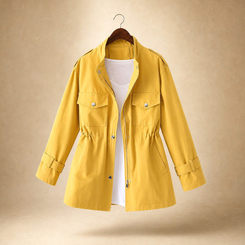 Florelia | Belted Trench Coat Double-Breasted Yellow – Product Photo