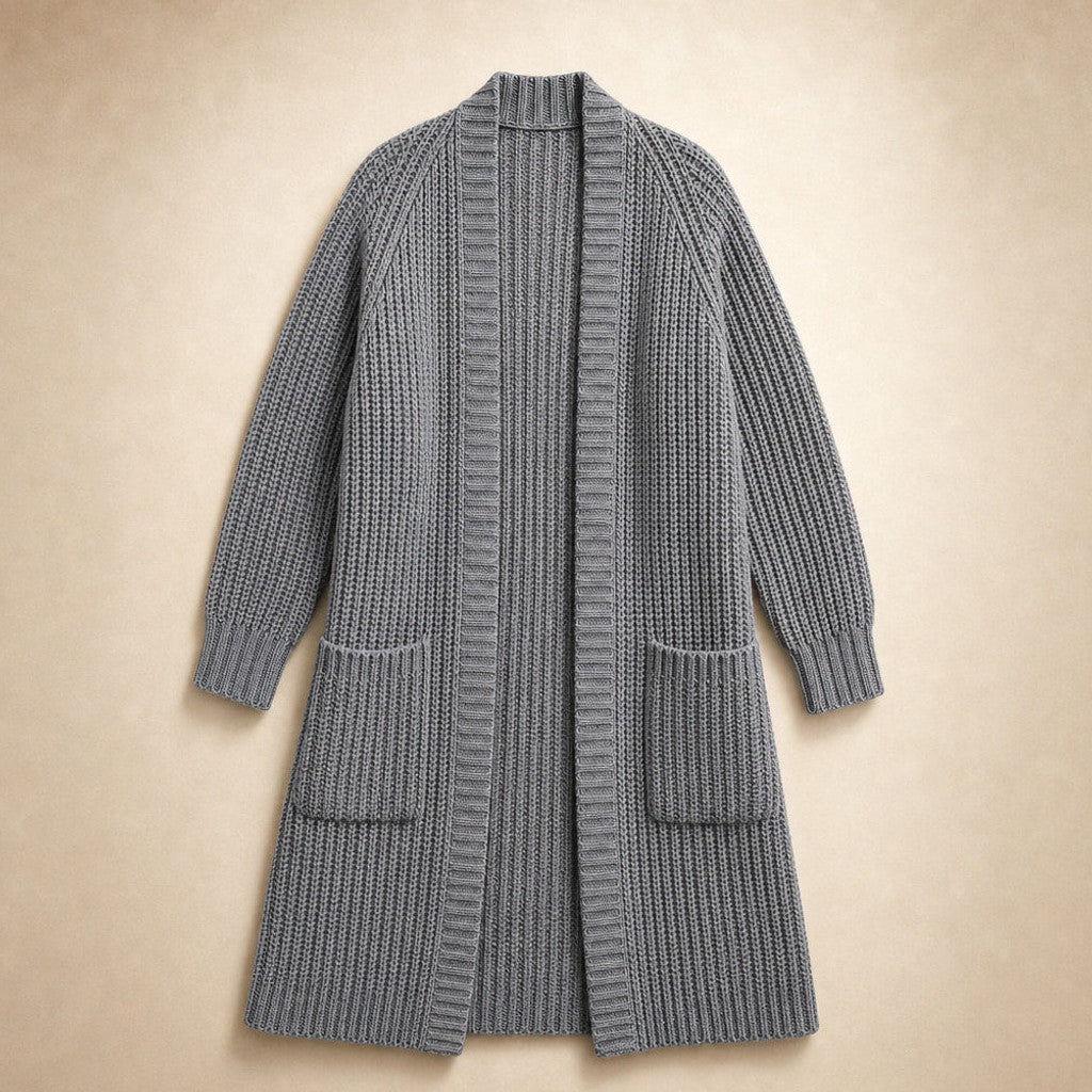 Frideswide | Longline Cardigan Open Front Grey – Product Photo