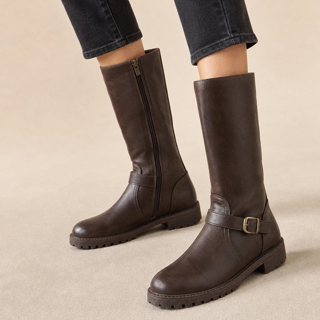 Germaine | Chelsea Boots Cushioned Footbed Low Heel Dark Brown – Product Photo
