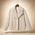 Hestia | Teddy Coat Wrap Front Shawl Collar Silver – Product Photo