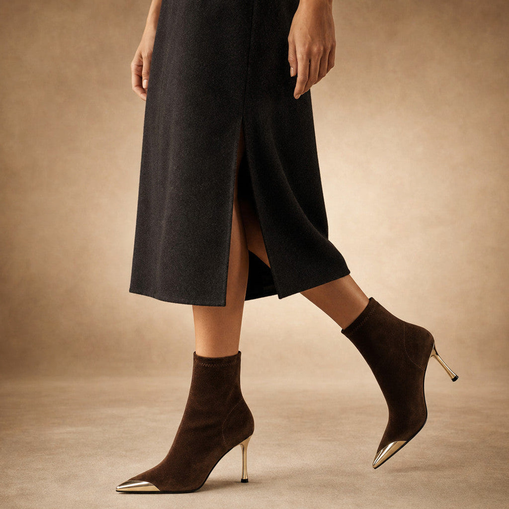 Hortense | Chelsea Boots Gold Toe Cap Stiletto – Product Photo