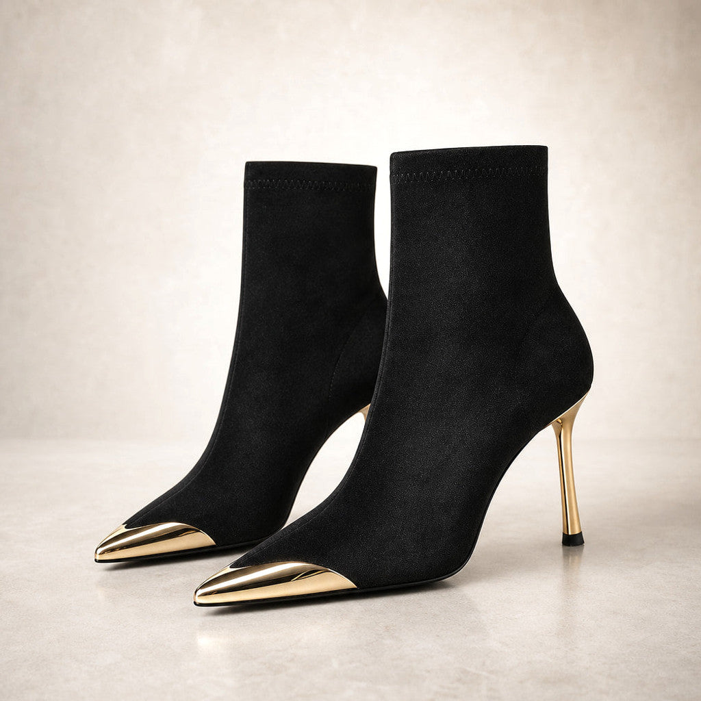 Hortense | Chelsea Boots Gold Toe Cap Stiletto – Product Photo