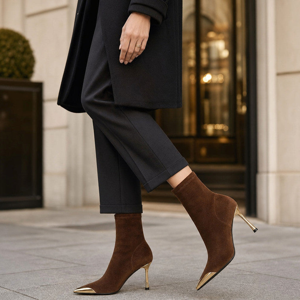 Hortense | Chelsea Boots Gold Toe Cap Stiletto – Premium Editorial