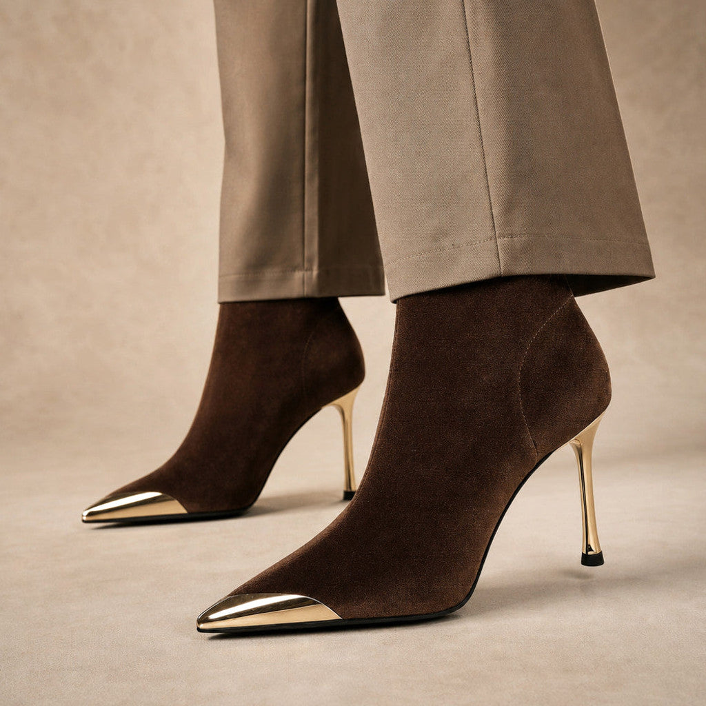 Hortense | Chelsea Boots Gold Toe Cap Stiletto – Premium Editorial