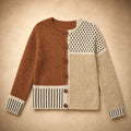 Jehanne | Patchwork Knit Cardigan Open Front Brown/Beige – Product Photo