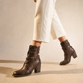 Jessamine | Distressed Leather Chelsea Boots Buckle Strap Dark Brown – Product Photo