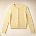 Judicaelle | Crew Neck Cardigan Button Front Yellow – Product Photo