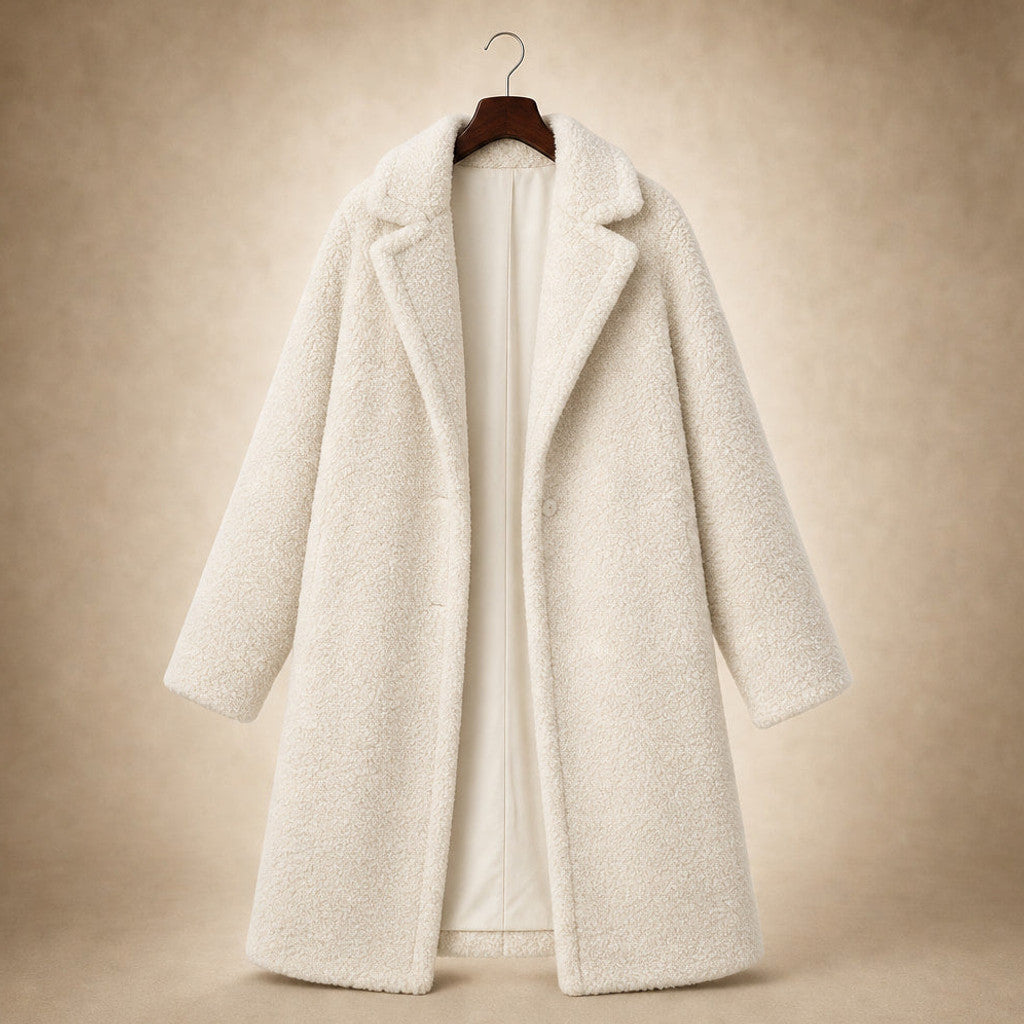 Lucelia | Teddy Coat Longline Wrap Off-white – Product Photo