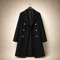 Madeleva | Double-Breasted Coat with Structured Shoulders Black – Product Photo