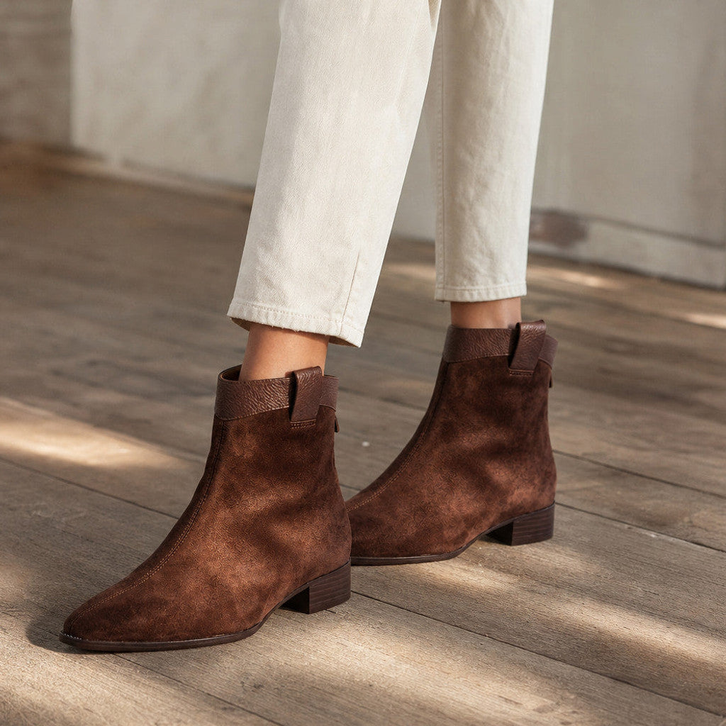 Margolotte | Suede Chelsea Boots Pointed Toe – Styled Editorial Shot