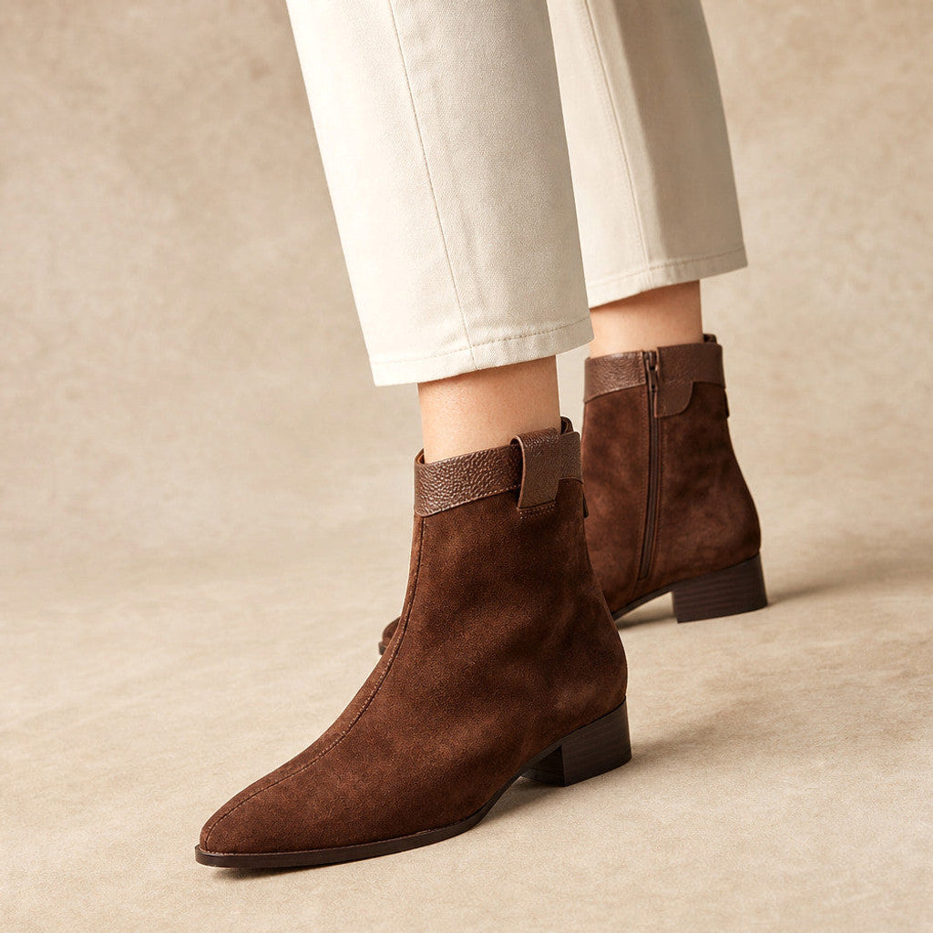 Margolotte | Suede Chelsea Boots Pointed Toe in Brown – Premium Editorial