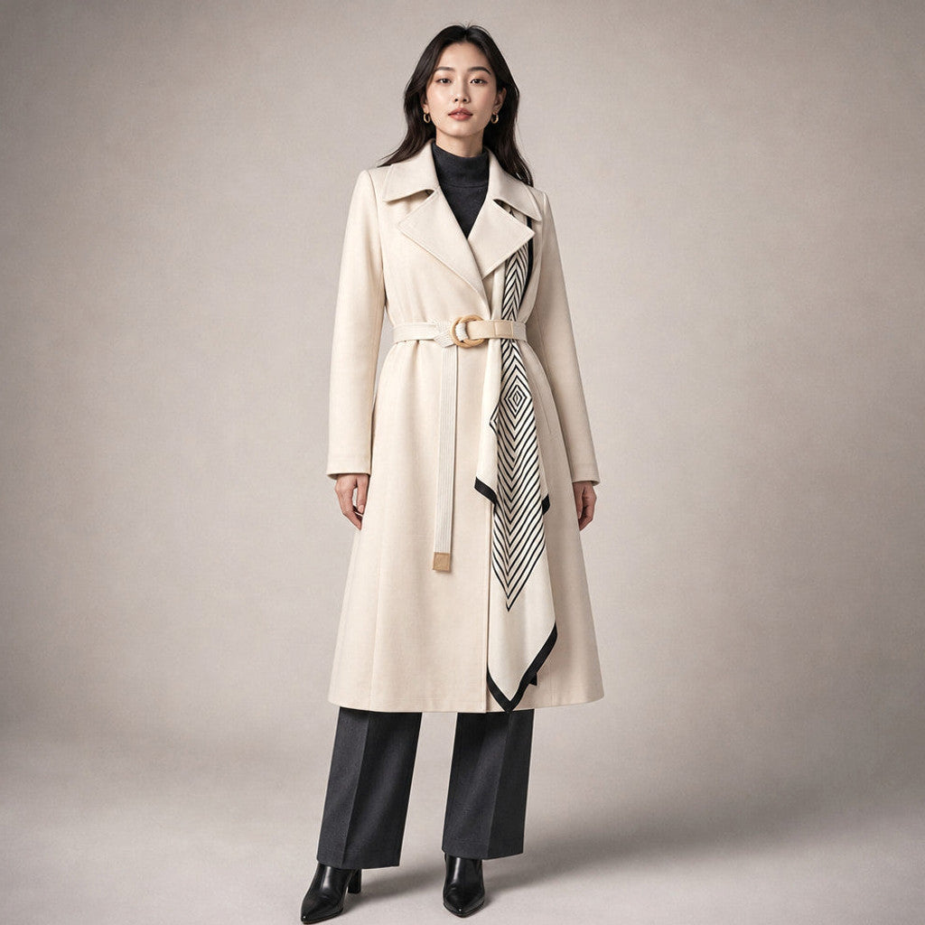 Mercia | Wrap Coat Belted Scarf Detail – Premium Editorial