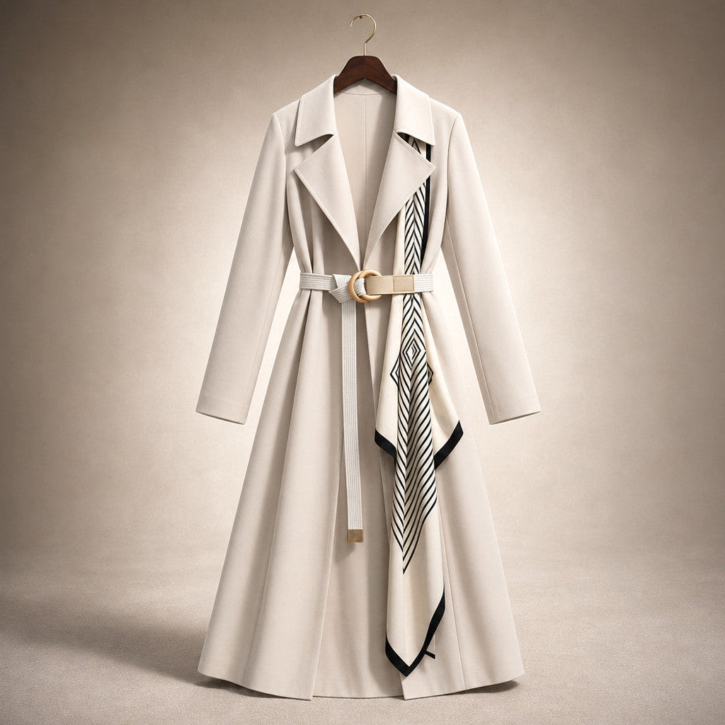 Mercia | Wrap Coat Belted Scarf Detail – Product Photo