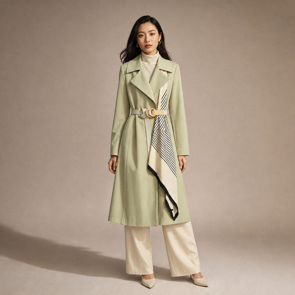 Mercia | Wrap Coat Belted Scarf Detail – Premium Editorial