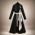 Mercia | Wrap Coat Belted Scarf Detail Midnight Black – Product Photo