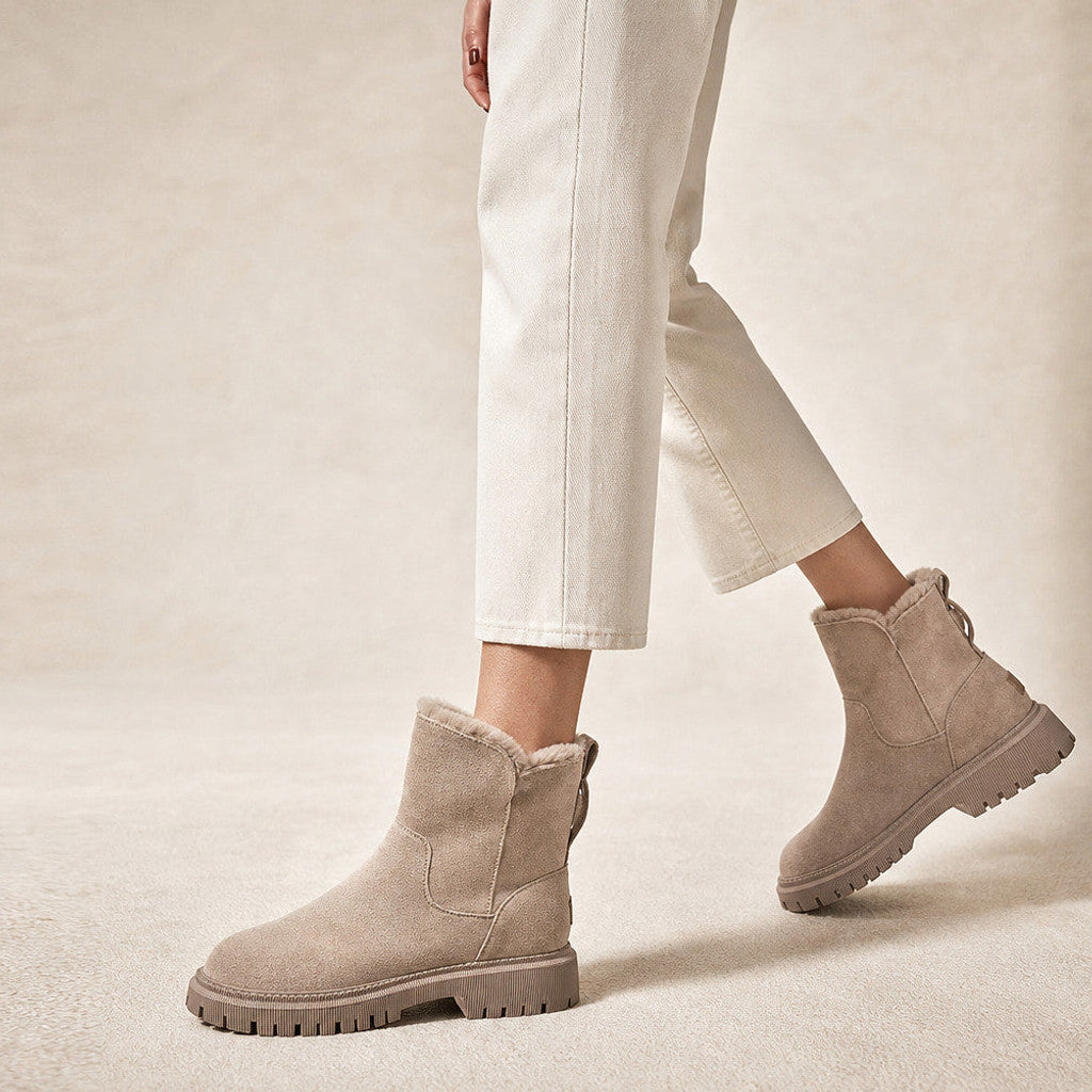 Niobe | Fleece-Lined Ankle Boots Slip-On Beige – Product Photo