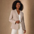 Norberta | Cropped Blazer Houndstooth Single-Button Apricot – Product Photo