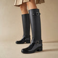 Ondine | Knee High Boots Buckle Detail in Black – Premium Editorial