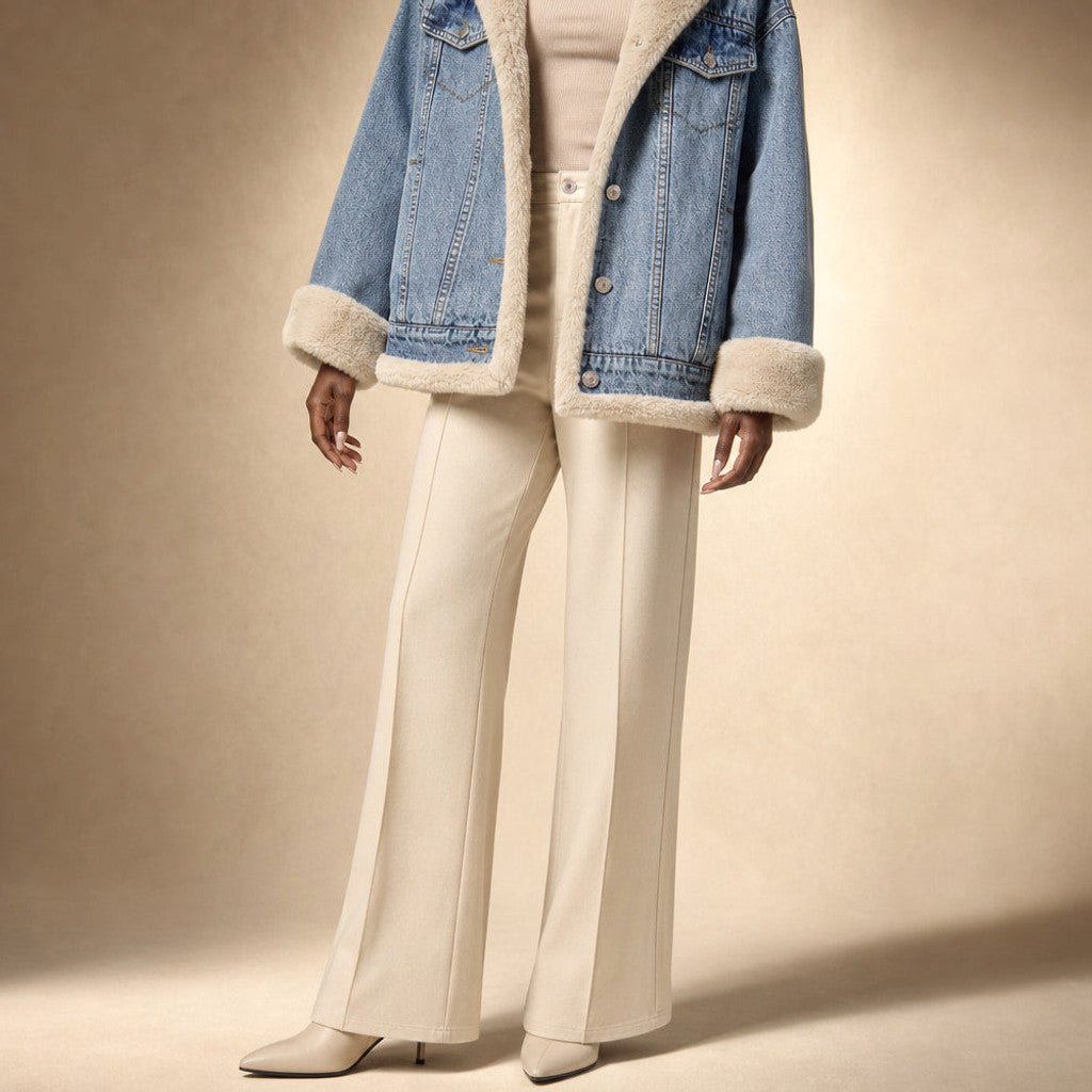 Osyth | Fleece-Lined Denim Coat Oversized Sky Blue Sky Blue – Side Angle View