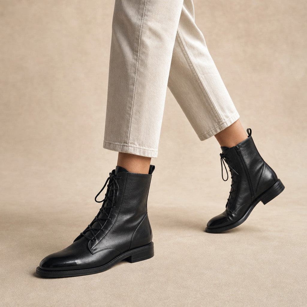 Portia | Leather Chelsea Boots Almond Toe Black – Product Photo