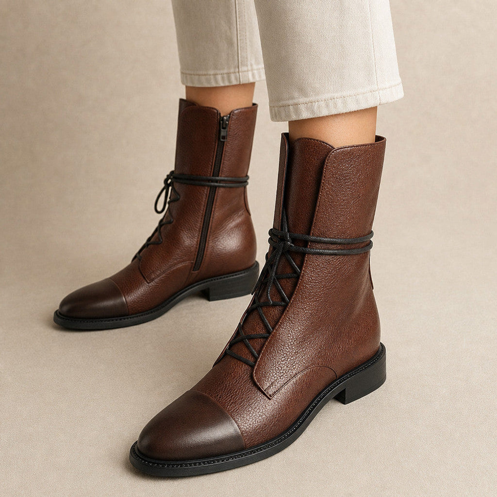 Portia | Leather Chelsea Boots Almond Toe in Brown – Premium Editorial
