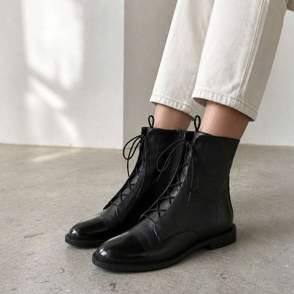 Portia | Leather Chelsea Boots Almond Toe – Styled Editorial Shot