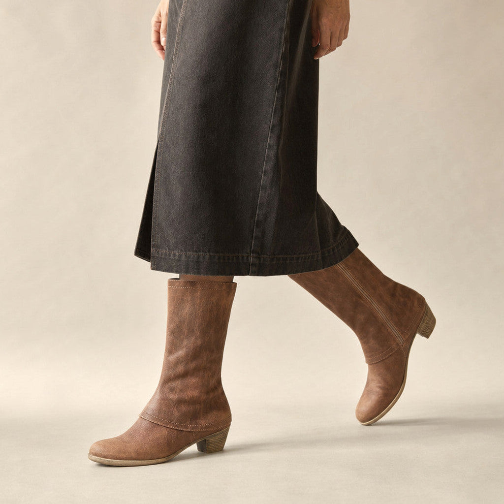 Raffaella | Mid-Calf Boots Stacked Heel Brown Brown – Product Photo