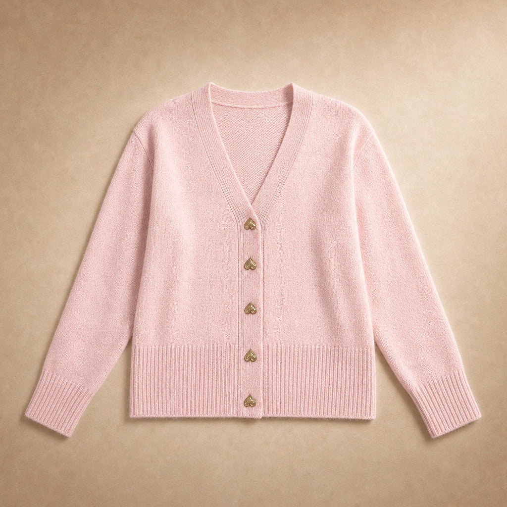 Rupertina | V-Neck Cardigan Button Front Pink – Product Photo