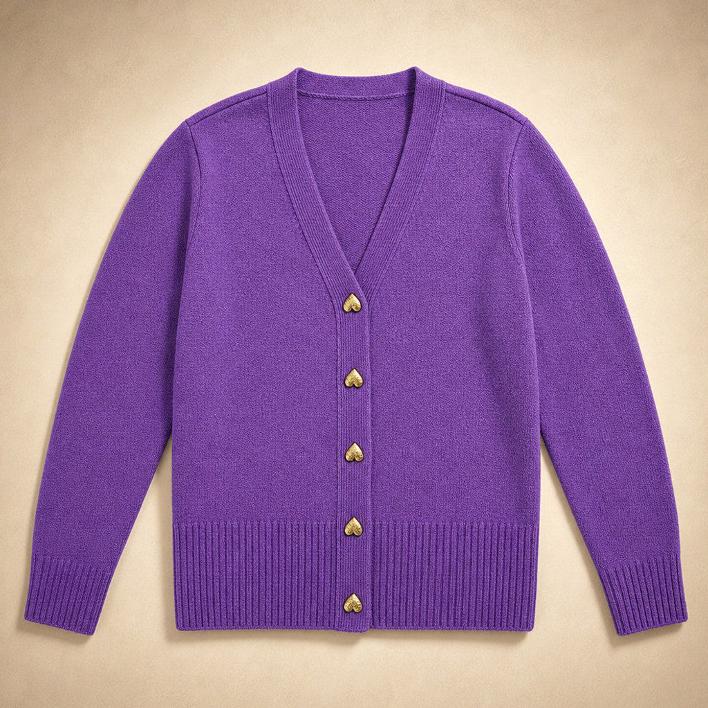 Rupertina | V-Neck Cardigan Button Front Violet – Product Photo