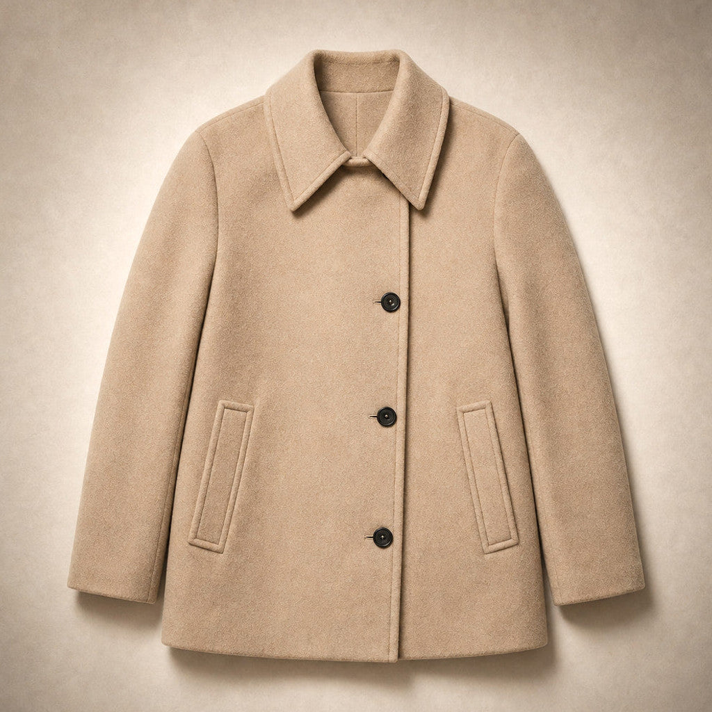 Sabina | Oversized Short Coat Dropped Shoulders Brown – Flat Lay Product Photo