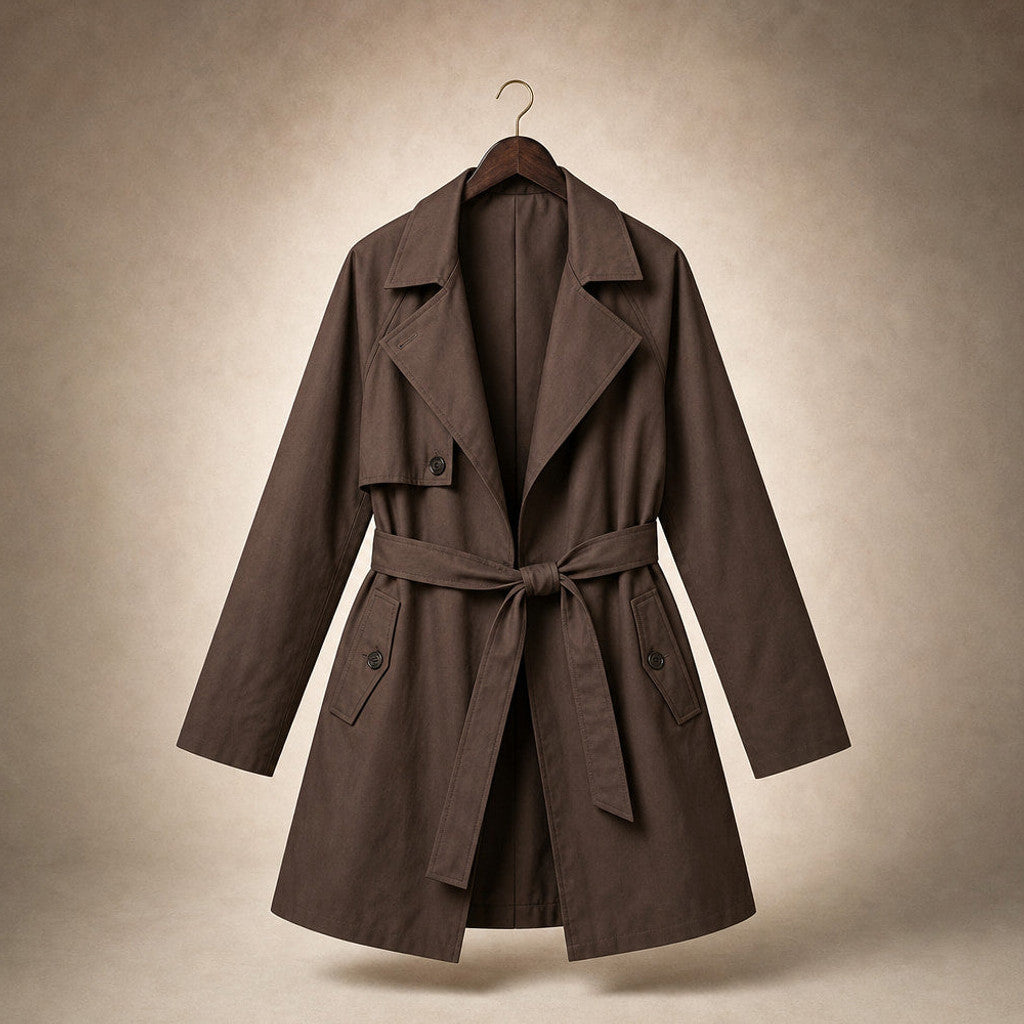 Selena | Belted Double-Breasted Trench Coat Brown Brown – Product Photo