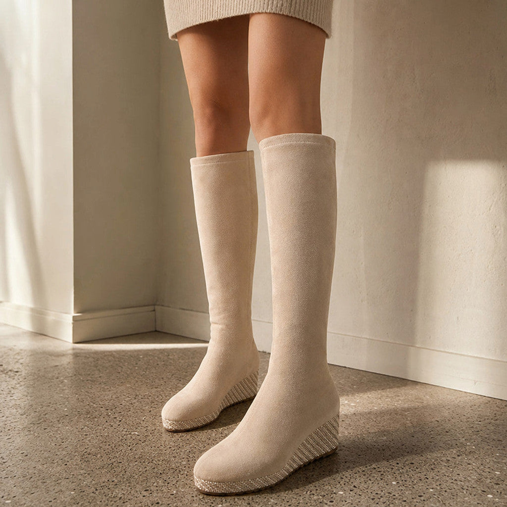 Sophia | Over-the-Knee Boots Stretch Wedge – Styled Editorial Shot