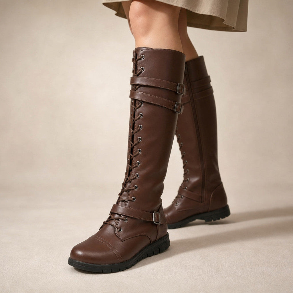 Sorcha | Knee-High Boots Platform Lace-Up – Product Photo