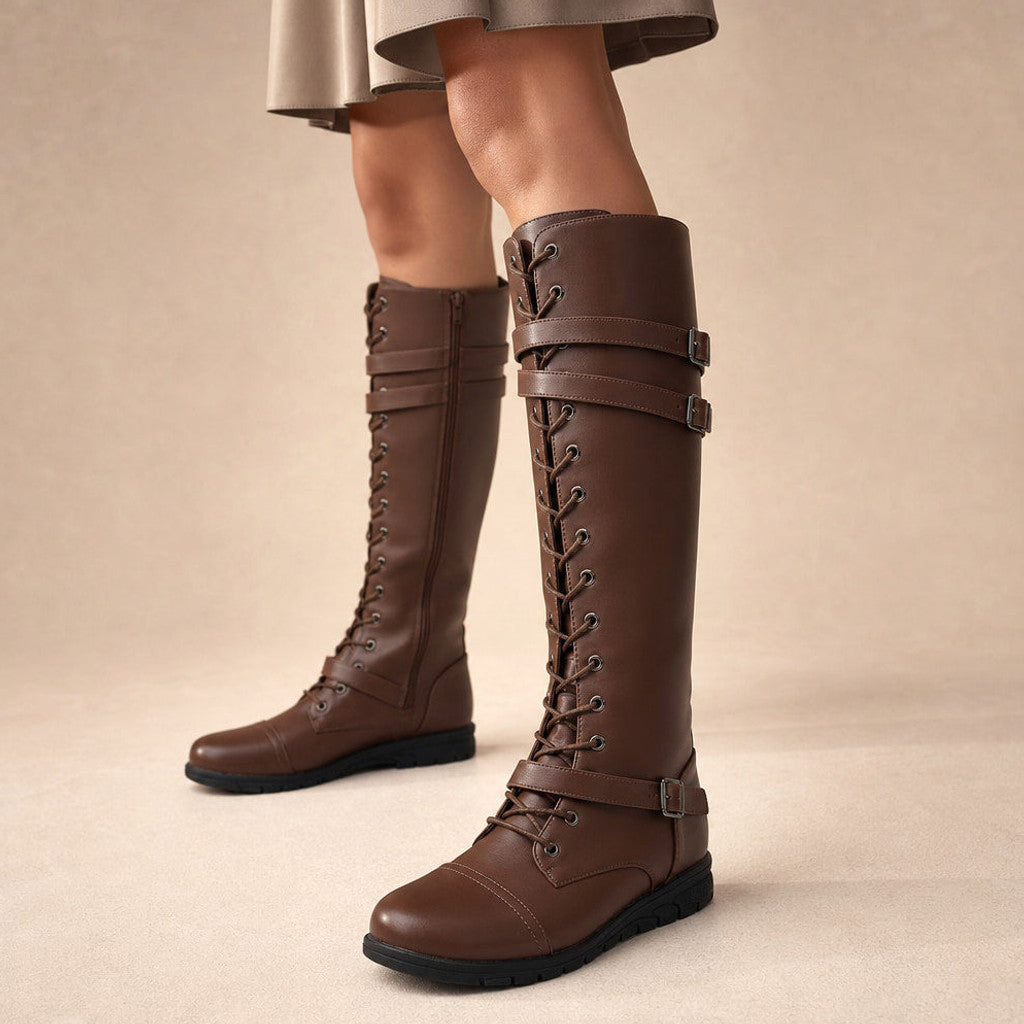 Sorcha | Knee-High Boots Platform Lace-Up – Premium Editorial