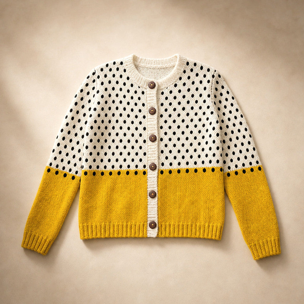 Waltrude | Knit Cardigan Polka Dot Colourblock – Product Photo