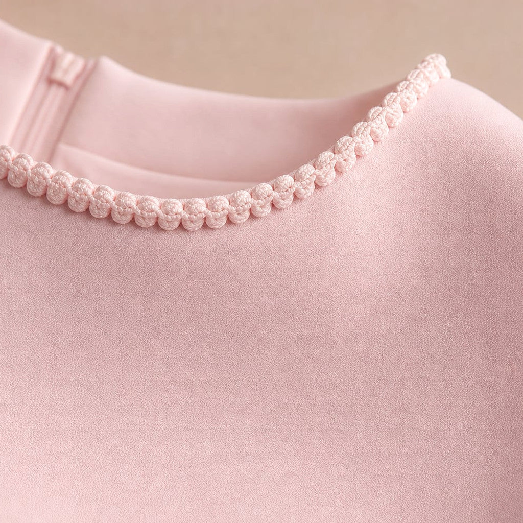Pearl Trim Mini Dress Boat Neck A-Line Bow Back – Molieri