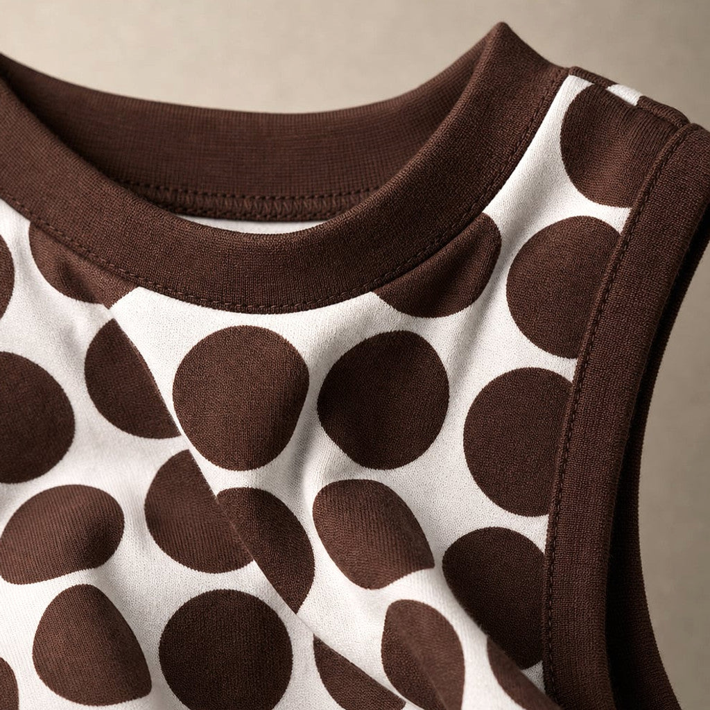 Sleeveless Maxi Dress Chocolate Spot Back Button Closure – Molieri