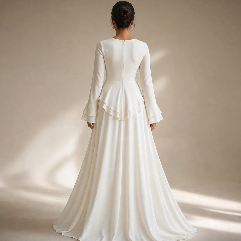 Maxi Dress Ruffle Sleeve Flared Flowy Silhouette – Molieri