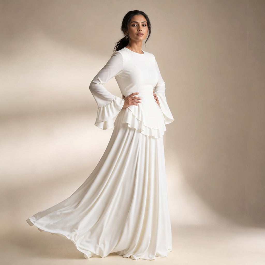 Maxi Dress Ruffle Sleeve Flared Flowy Silhouette – Molieri