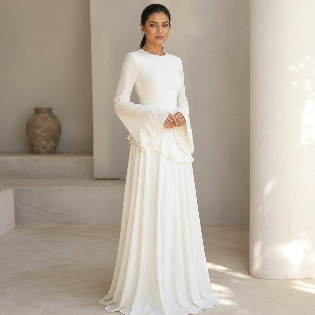 Maxi Dress Ruffle Sleeve Flared Flowy Silhouette – Molieri