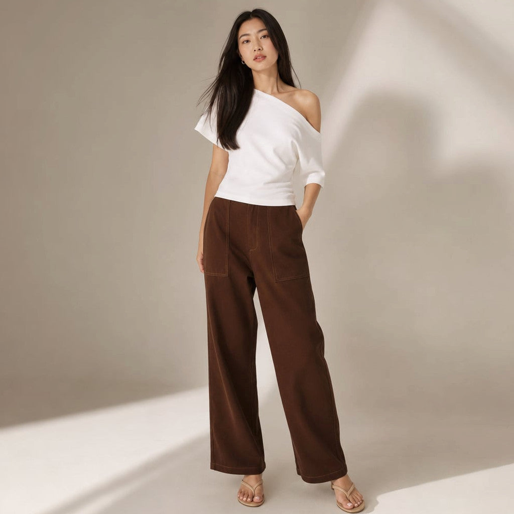 Wide-Leg Pant High Waist Chocolate Denim – Molieri