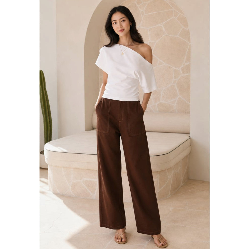 Wide-Leg Pant High Waist Chocolate Denim – Molieri