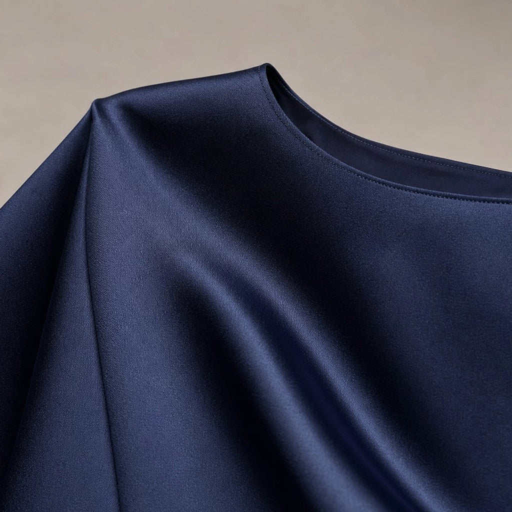 Knit Midi Dress Kimono Sleeve Crystal Brooch Satin-Finish – Molieri