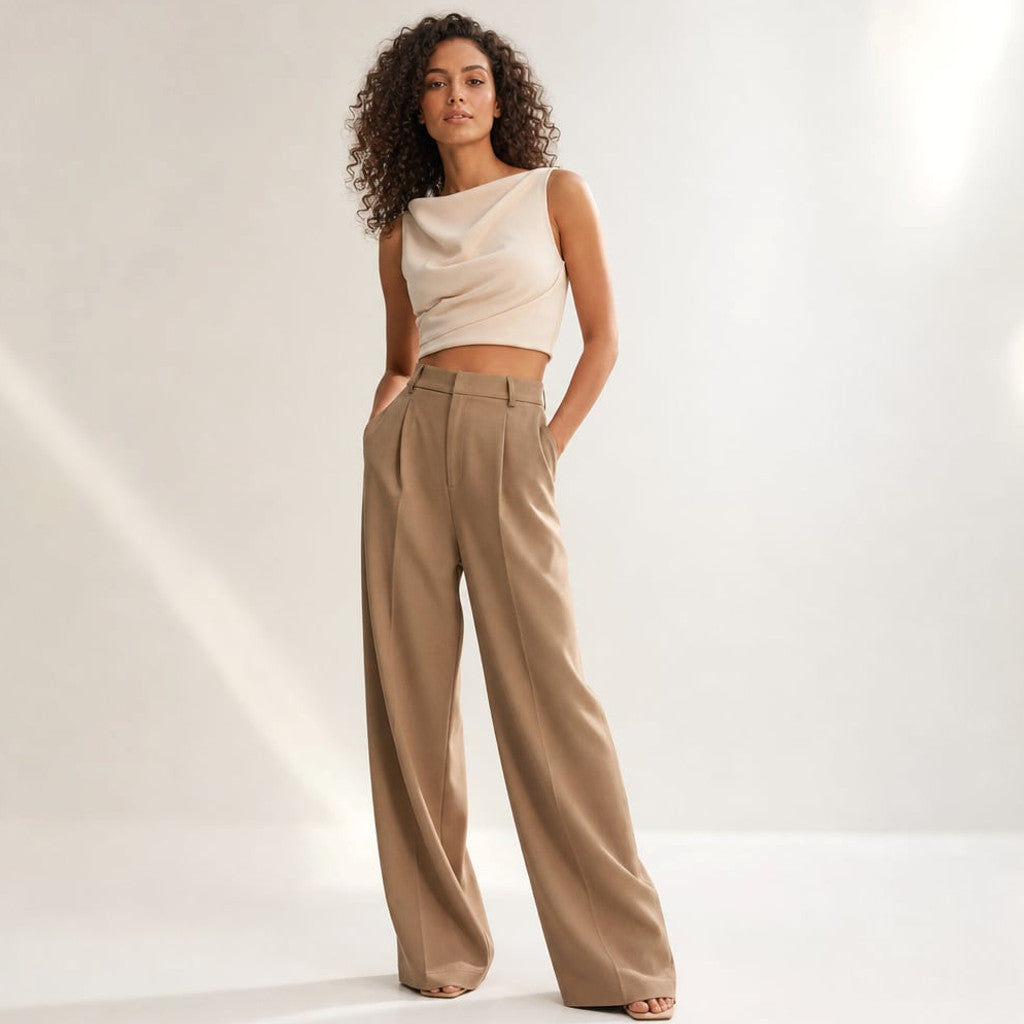 Wide-Leg Suit Trouser High Waist Tailored Summer Fabric – Molieri