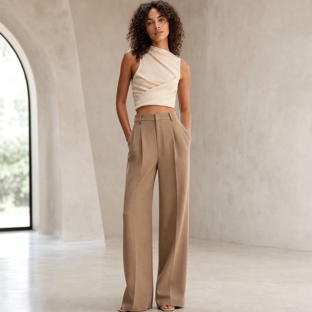 Wide-Leg Suit Trouser High Waist Tailored Summer Fabric – Molieri