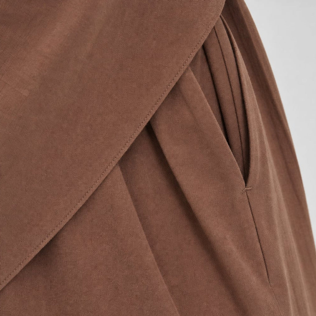 Off-Shoulder Co-ord Set Wide-Leg Cotton Trousers Chocolate – Molieri